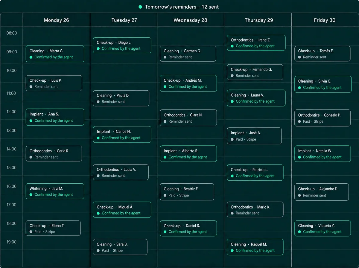 Screenshot · calendar with confirmed appointments