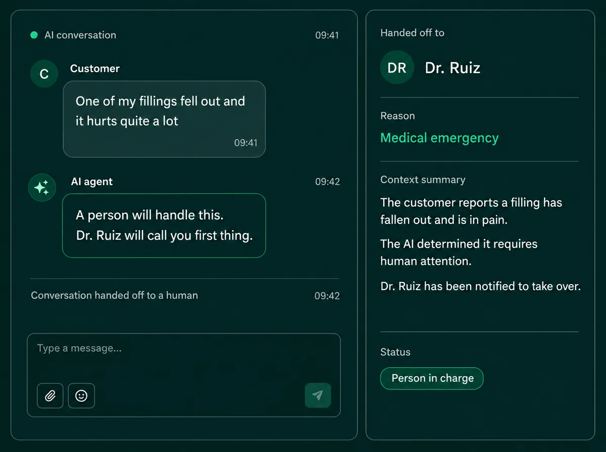 Screenshot · handoff to a person with context